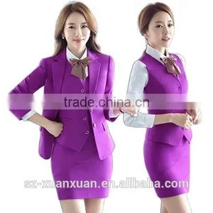 Custom Fashion Women Unifiorm Suit 3 Pieces for Hotel/ Office/ Long Sleeve Uniform thumbnail-4