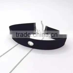 Simple Brand Leather Choker With Locket Pendant Long Chain Necklace thumbnail-3
