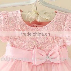 Lace Dress Fabric Summer Princess Children Girls Dress With Pink thumbnail-3