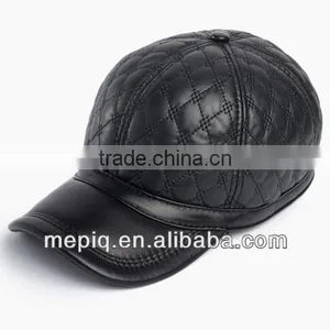 Fashionable Black Genuine Leather Baseball Hat Cap thumbnail-1
