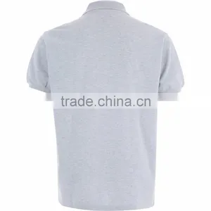 Blank Design Grey Short Sleeve Chest Pocket Pique Polo Shirt Men thumbnail-2
