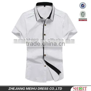 Latest 100% Cotton Short Sleeve Contrast Color Slim Fit Casual Shirt for Men thumbnail-1