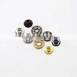 4 Colors 9mm Round Metal Brass Rhinestone Eyelets Crystal Diamond Grommets Glass Eyelets RE-9mm-001 thumbnail-1
