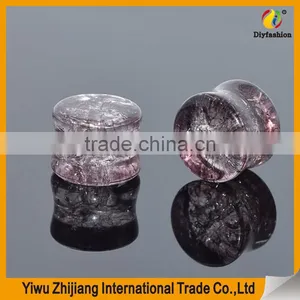 Organic Shattered Quartz Stone Sparkling Glitter Tunnels Gauges Ear Plugs Expander thumbnail-1