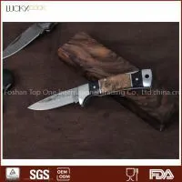 Amboya Wood Handle Damascus Knife Pocket Knife thumbnail-2