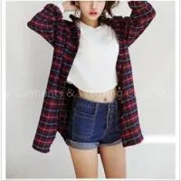 Women's Loose Plaid Flannel Shirt thumbnail-1