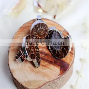Unisex Natural Stone Conch Pendant Ring thumbnail-1