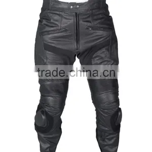 Black Motorcycle Pant/ Motorbike Leather PANT / Trousers + CE Armour to Knee & Hips thumbnail-5