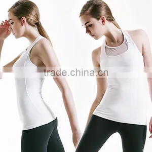 Mesh Women's Racerback Activewear Tight Lycra Gym Sports White Tank Top thumbnail-4