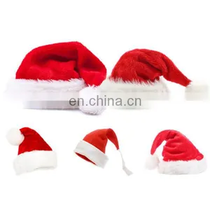 Soft Winter Christmas Plush Hat Luxuly Christmas Plush Santa Hats Caps Children White Santa Hats for Snow Day thumbnail-1