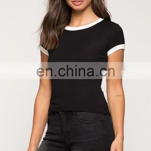 China t Shirt Manufacturer Wholesale Plain Round Blank Black t Shirt thumbnail-6