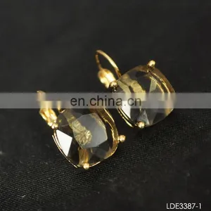 Square Beryl Gold Plated Earrings Finding Clip thumbnail-2