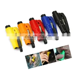 3 IN 1 Colors Keyring Whistle Seat Belt Cutter Emergency Hammer Car Window Breaker thumbnail-1