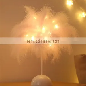 DDP Shipping LED Wholesale Nordic Modern Design Ostrich Feather Table Lamp Battery Operated for Decoration thumbnail-6