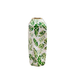 Jingdezhen New Chinese Style Electroplate Fashion Green Ceramic Vase For Coffee Shop thumbnail-5