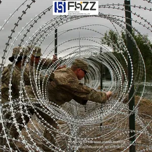 Double Spiral Cross Razor Barbed Wire Barrier With Concertina Coil for Border Line thumbnail-1