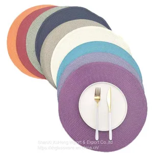 Wholesale PP Placemats Handmade Woven Placemats Round Insulation Pads Place Mats Placemats For Dining Table thumbnail-5