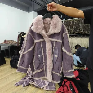 New Imported Rabbit Fur One-piece Coat for Women, Mid-length Winter Korean Version, Loose and Slimming Fur Coat thumbnail-3