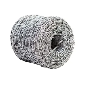 Wholesale BWG 12 14 16 18 Gauge 1000 N Double Strand Wire Fence Galvanized Barbed Wire Coil Concertina Wire for Sale thumbnail-1