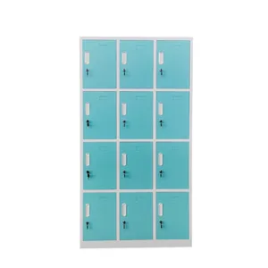 12 Doors White and Blue Metal Storage Locker Customized Multi-doors Steel Gym Locker thumbnail-1