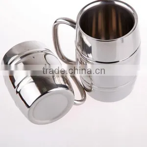 Passed FDA, CA65 Double Wall Barrel Shaped Stainless Steel Beer Mug 18oz/copper Plating Beer Mug thumbnail-1