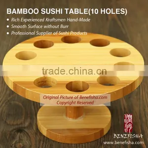 Hand Made Babmoo Sushi Table With 10 Holes in Round Shape thumbnail-1
