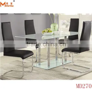 Tempered Glass Stainless Steel Dining Table thumbnail-1