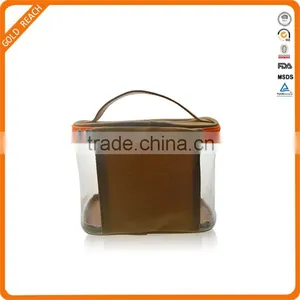 Transparent PVC Leather Make Up Case With Cloth Zipper thumbnail-1