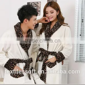 2015 New Design Warm Terry Couples Sexy Leopard Bathrobe thumbnail-2