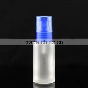 Frosted Lotion Glass Bottle With Blue Press Pump thumbnail-1