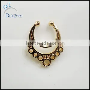 Fashion Fake Septum Clicker Plated Gold Nose Rings Fine Jewelry Quality Choice thumbnail-1