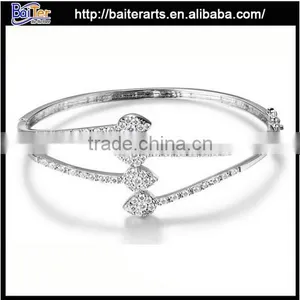 Fashion Solid 925 Sterling Silver Micro Pave Bangle Bracelet thumbnail-1