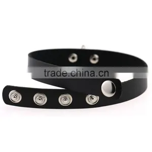 Hot Sale Fashion Sexy Punk Gothic Leather Choker Necklace Round Metal Pendant Buckle Collar Anime Necklaces thumbnail-4