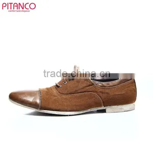Leather and Canvas Lace-up Mens Casual Shoes thumbnail-2