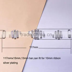 (M0926) 117mmx15mm,15mm Bar, Rhinestone Connector for Hair Jewelry,silver Plating thumbnail-1