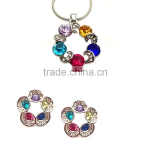 Rainbow Design Flower Necklace and Earring Fashion Jewelry Sets thumbnail-1