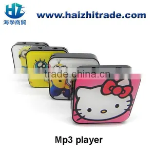 New Cartoon Character Square Mini Clip Hello Kitty Mp3 Player With 4gb 8gb tf Card thumbnail-1