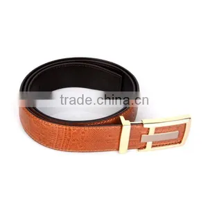 Gold Flat Belt Buckle Cheap Leather Belt For Men thumbnail-3