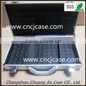 Silver Aluminum Computer Box With Removable Diced Foam Inside Small Round Aluminum Carry Computer Case thumbnail-2