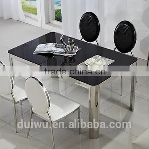 Modern Metal Dining Room Rectangular Tables Strong 201 Stainless Steel Base thumbnail-6