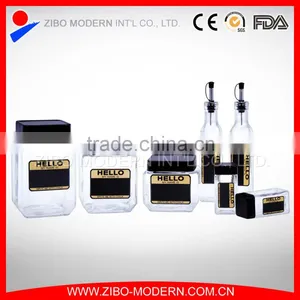 Set 7 Glass Honey Jars Glass Oil Dispensers Bottle Clear Square Salt and Pepper Bottles thumbnail-1