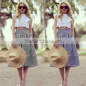 Fashion Women Sexy High Elastic Waist Striped Casual Party Beach A-Line Skirt thumbnail-6