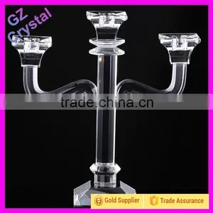 3 Arms Transparent Crystal Candle Holder Centerpieces for Wedding Table Decoration thumbnail-2