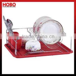 Chrome Kitchen Dish Holder With Plastic Tray Dish Rack thumbnail-1