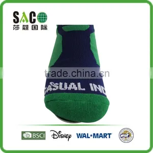 Dark Blue and Green Color Jacquard Cotton Sports Socks thumbnail-4