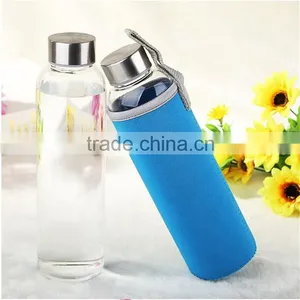 Top Level Quality Stylish Environmental Borosilicate Glass Water Bottle With Colorful Sleeve 280ml/360ml/550ml thumbnail-4