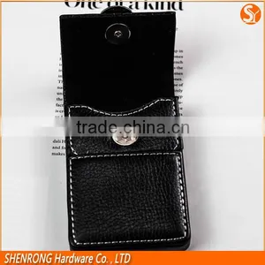 Vertical Black PU Leather Credit Card Holder With Magnetic Button Closure and Embossing LOGO thumbnail-5