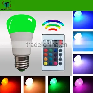 3w High Brightness and Energy Saving Color Changing Bulb With 24 Key ir Remote Control thumbnail-1
