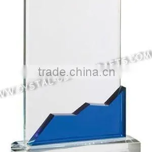Transparent Jade Glass Award Trophy With Sandblasting Logo Hot Selling in 2015 thumbnail-1