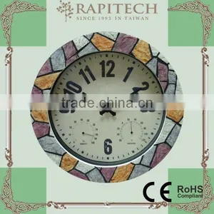 15 Inch Thermometer Hygrometer and Polyresin Mosaic Outdoor Clock thumbnail-1